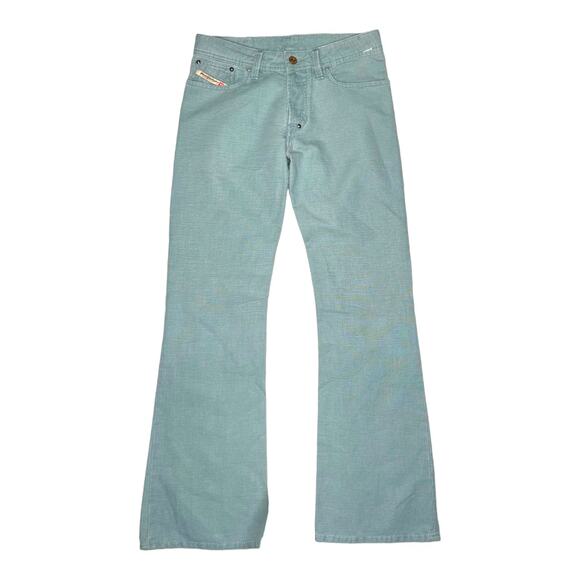 Y2K Vintage Diesel Blue Trouser Pants size 27 Linen Cotton - Picture 1 of 3